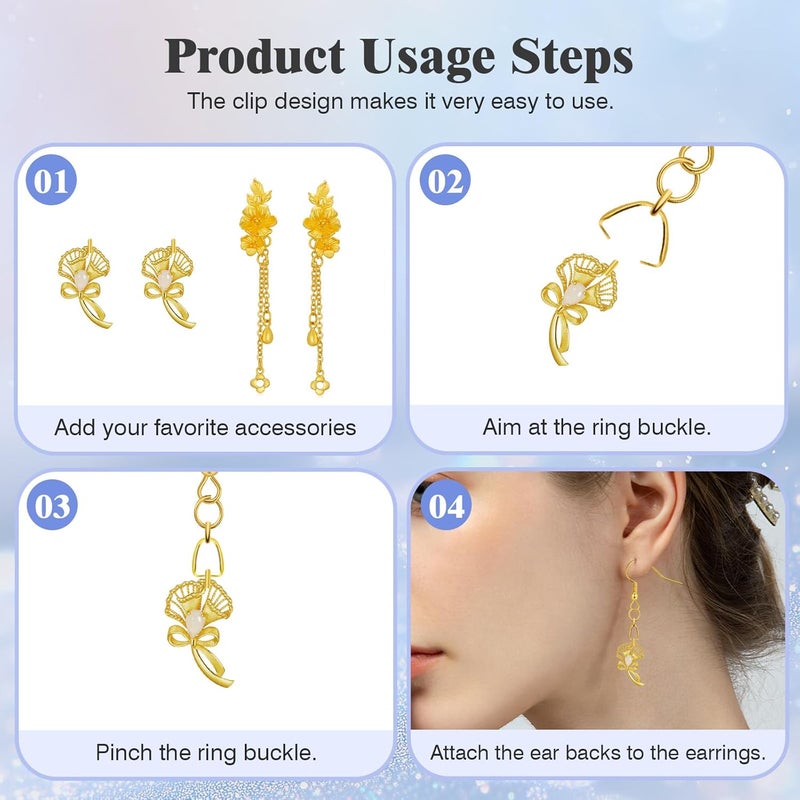 MENKEY Earring Hooks 50 PCS/25 Pairs, Stainless Steel Golden Ear Wires Fish Hooks, Hypo-allergenic Jewelry Findings Parts for DIY Jewelry Making - Image 5